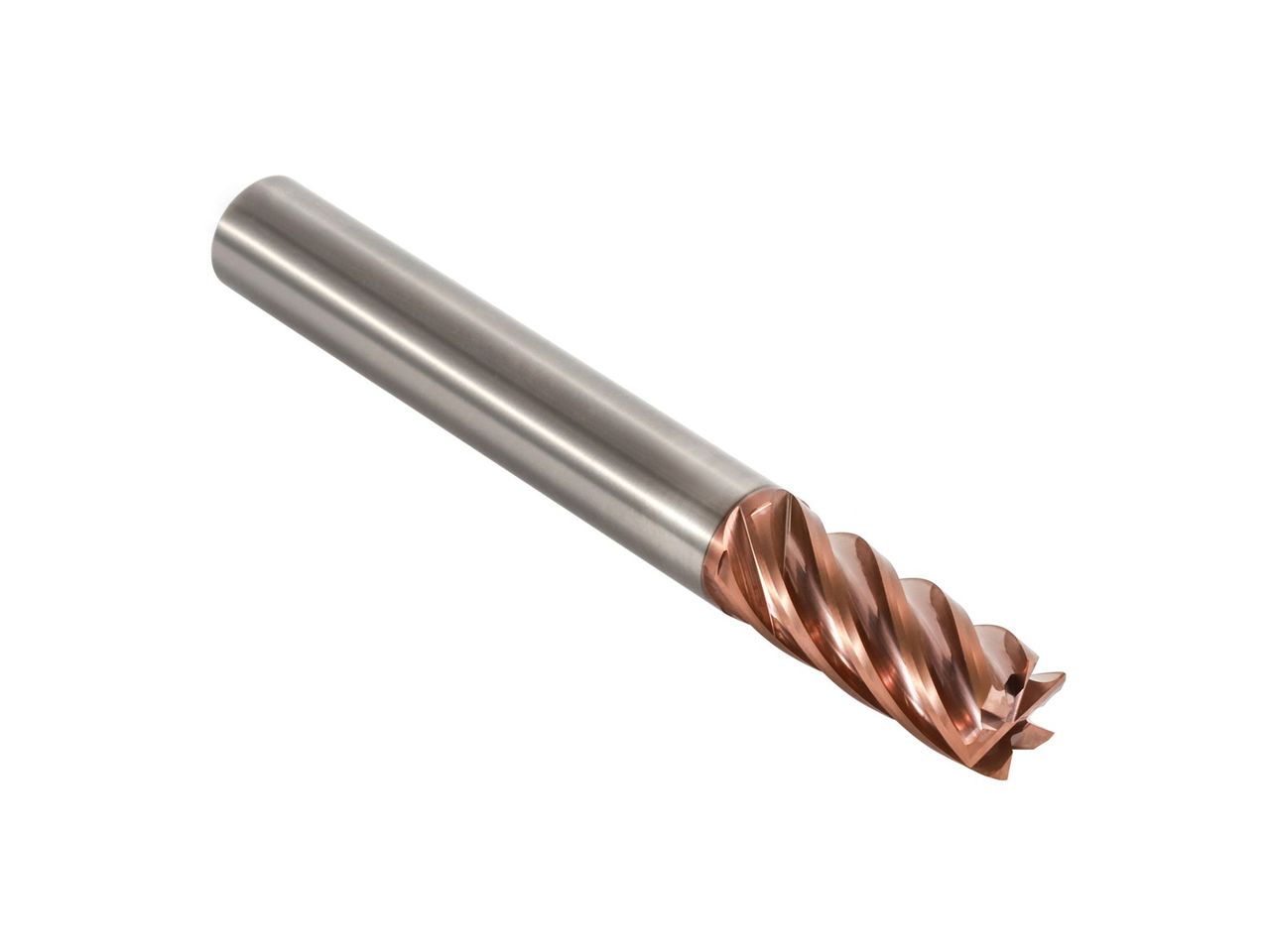 Single bronze-coated end mill with spiral flutes