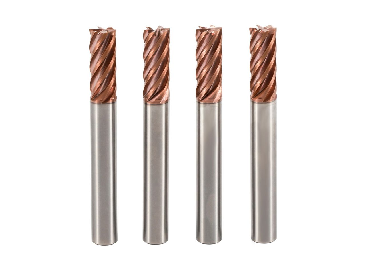 Four bronze-coated anti-vibration end mills