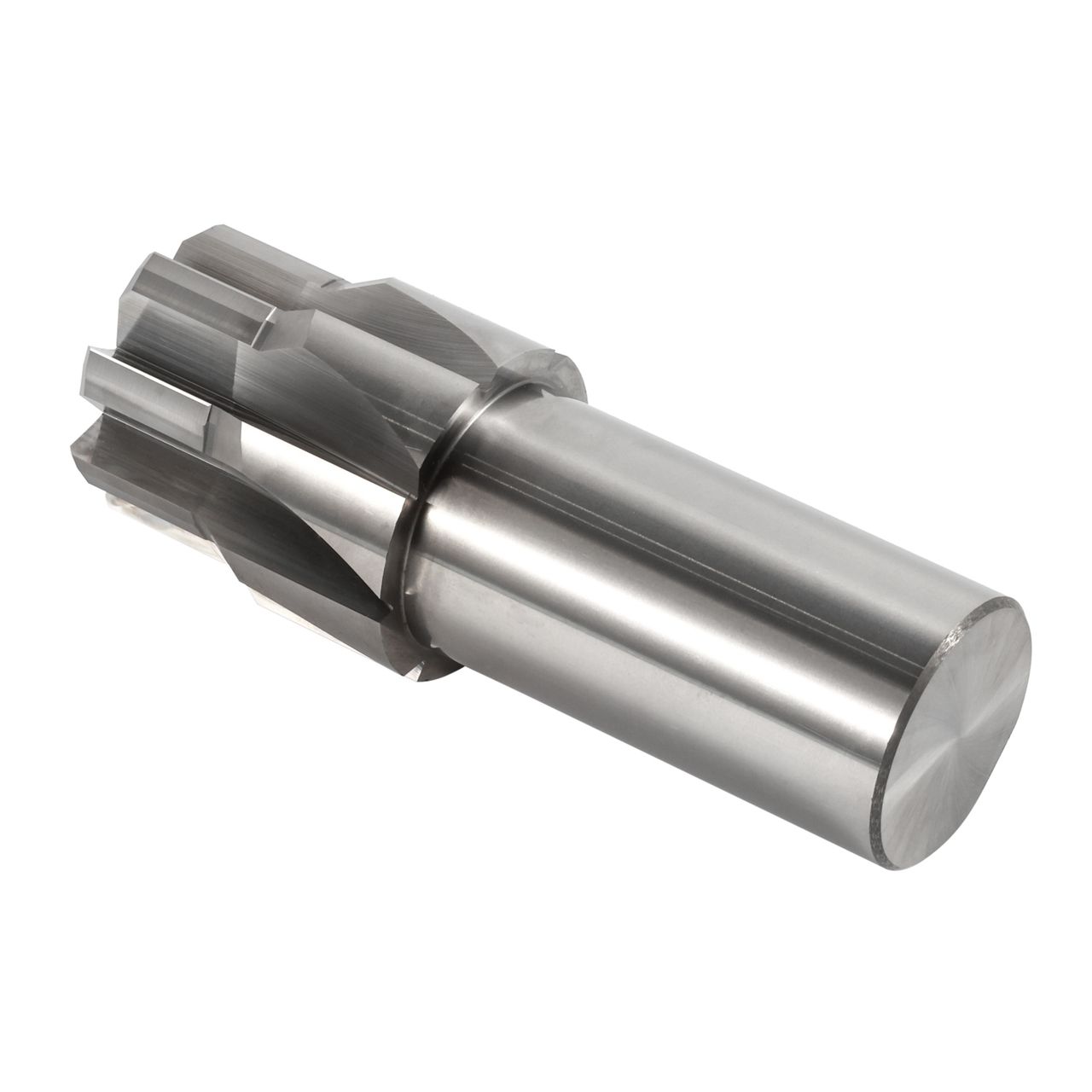 Custom multi-flute carbide form tool on a white background