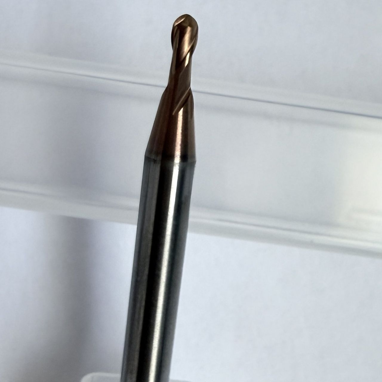 Small bronze-coated ball nose end mill