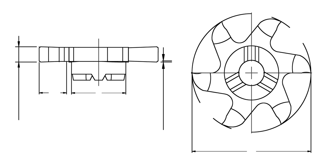 Tool drawing: profile grooving insert, two views, dimension lines only