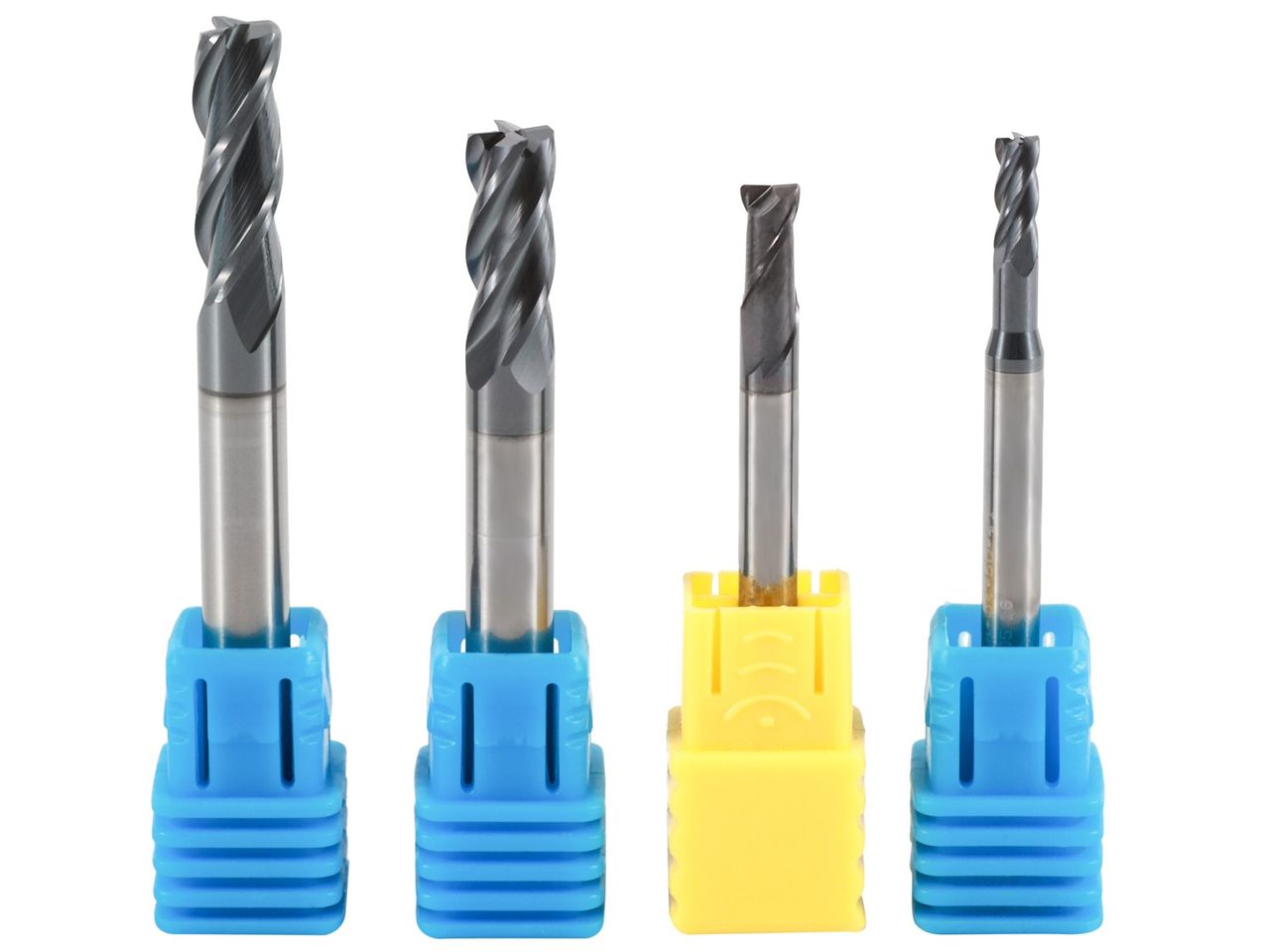 Four solid carbide end mills