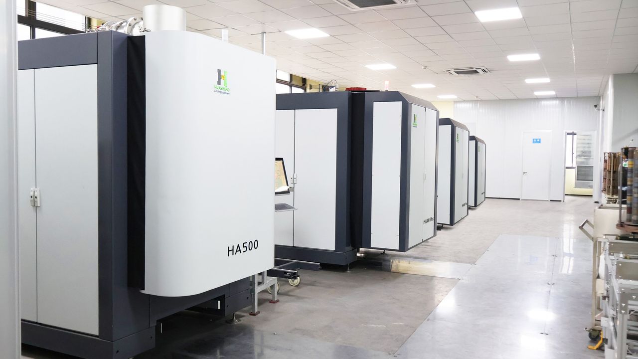 Row of enclosed production equipment