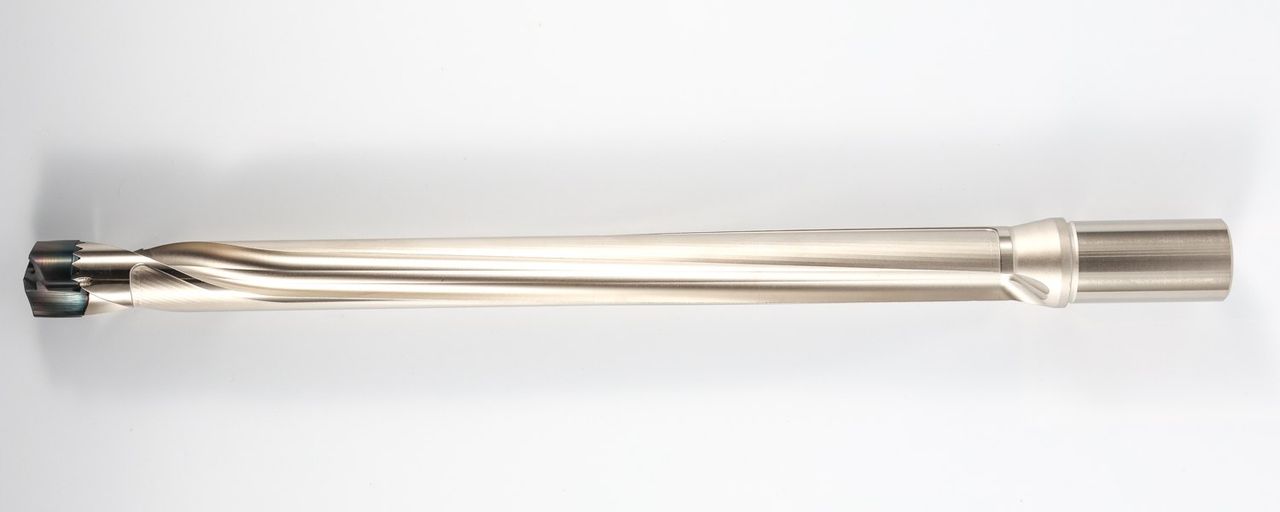 Long replaceable-tip drill body with a coated tip for aluminium